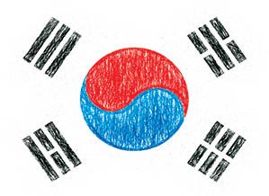 South korea painted flag  Patriotic drawing on paper background  National flag of South korea
