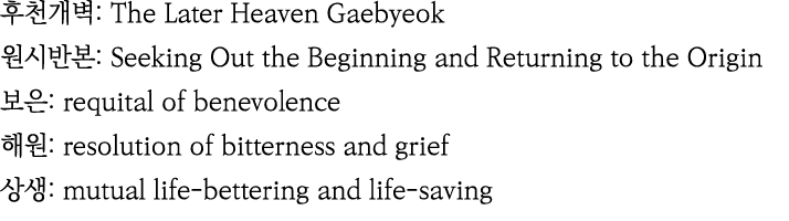     : The Later Heaven Gaebyeok     : Seeking Out the Beginning and Returning to the Origin   : requital of benevolen   