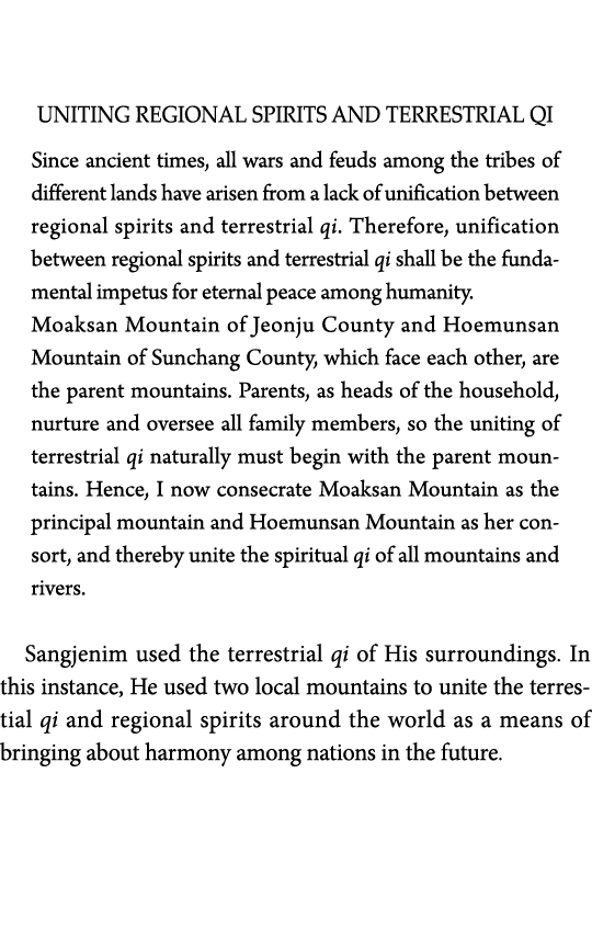 UNITING REGIONAL SPIRITS AND TERRESTRIAL QI Since ancient times, all wars and feuds among the tribes of different lan   