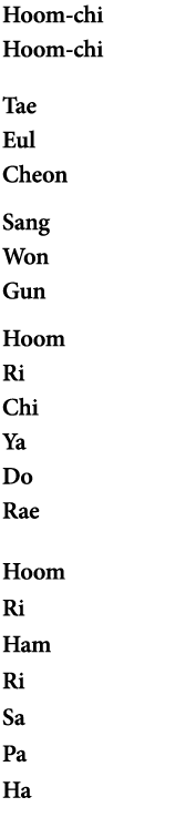 Hoom-chi Hoom-chi Tae Eul Cheon Sang Won Gun Hoom Ri Chi Ya Do Rae Hoom Ri Ham Ri Sa Pa Ha
